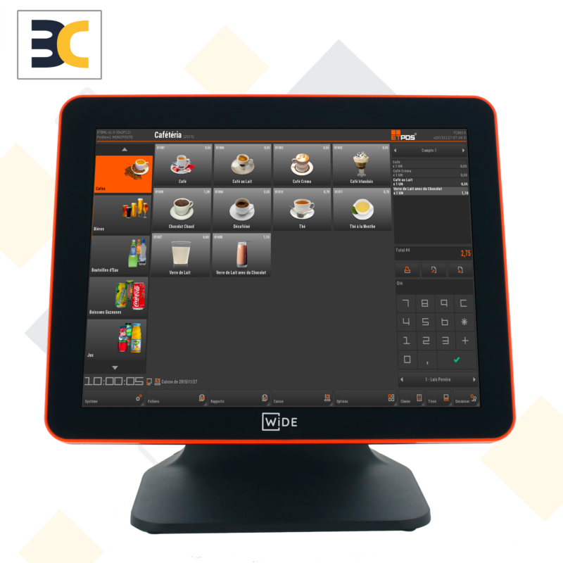 POS 1525D WIDE CAISSE TACTILE avec ETPOS 5.30 certifiée NF525 TERMINAL D'ENCAISSEMENT CAISSE CAISSE DE COMMERCE CAISSE DE MARCHÉ TERMINAL DE PAIEMENT CAISSE TACTILE SUNMI XIAOMI CAISSE PROFESSIONNELLE WINDOWS LINUX