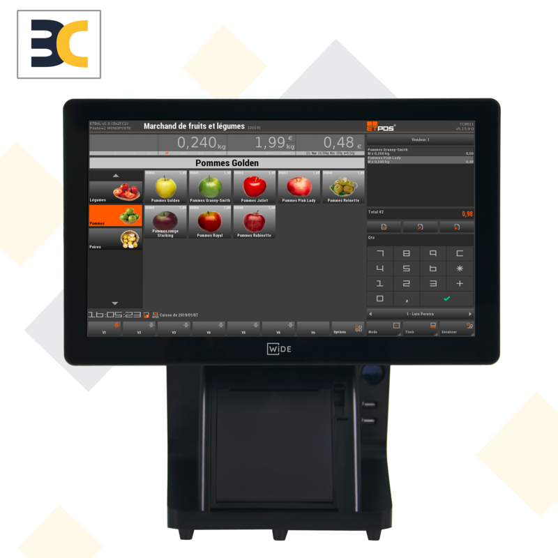 POS 1526 WIDE CAISSE TACTILE 15,6" CAPACITIF avec ETPOS 5.30 certifiée NF525 TERMINAL D'ENCAISSEMENT CAISSE WINDOWS LINUX CAISSE DE COMMERCE CAISSE DE MARCHÉ TERMINAL DE PAIEMENT CAISSE TACTILE SUNMI XIAOMI CAISSE PROFESSIONNELLE